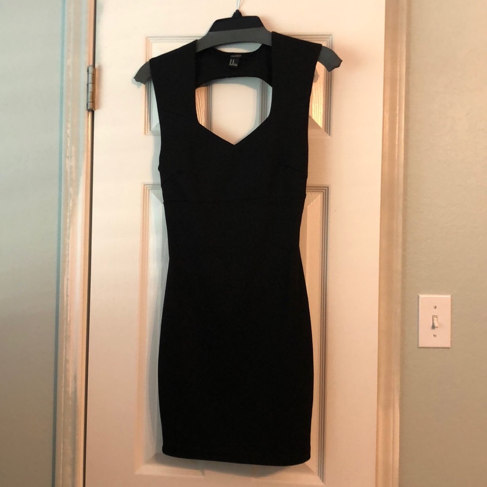 Forever21 - Black BodyCon Dress - MEDIUM - Open Back with Criss Cross